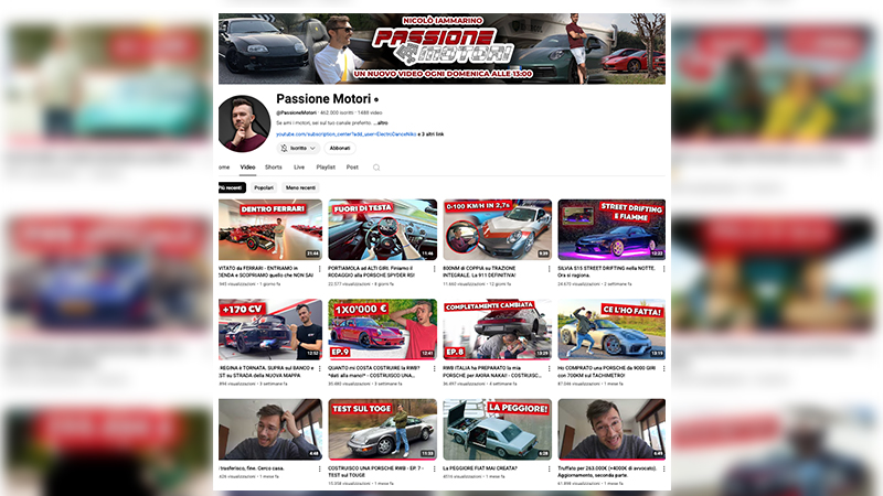 Passione Motori YouTube - Gestione social e copertine video